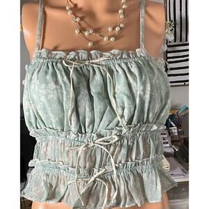 CLOVER Sleeveless Floral Bow Front Crop Top-NWT